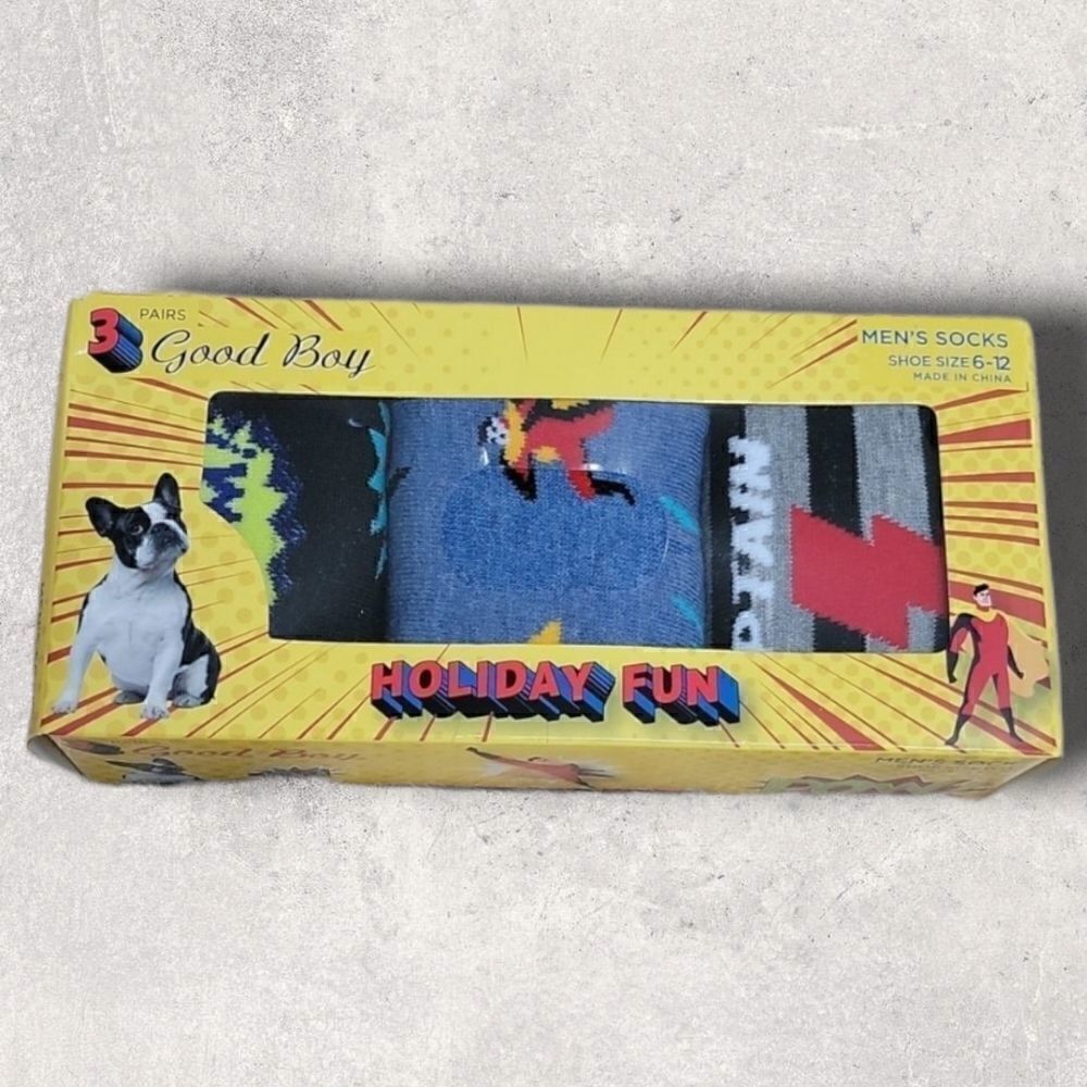 GOOD BOY MEN'S 3-PACK "CAPTAIN AWESOME" CREW SOCKS, NEW IN BOX!